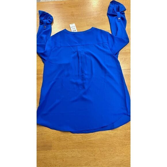 JM COLLECTION BLUE 1/2 BUTTON BLOUSE WOMENS SIZE S NEW P1-178 - Picture 10 of 11